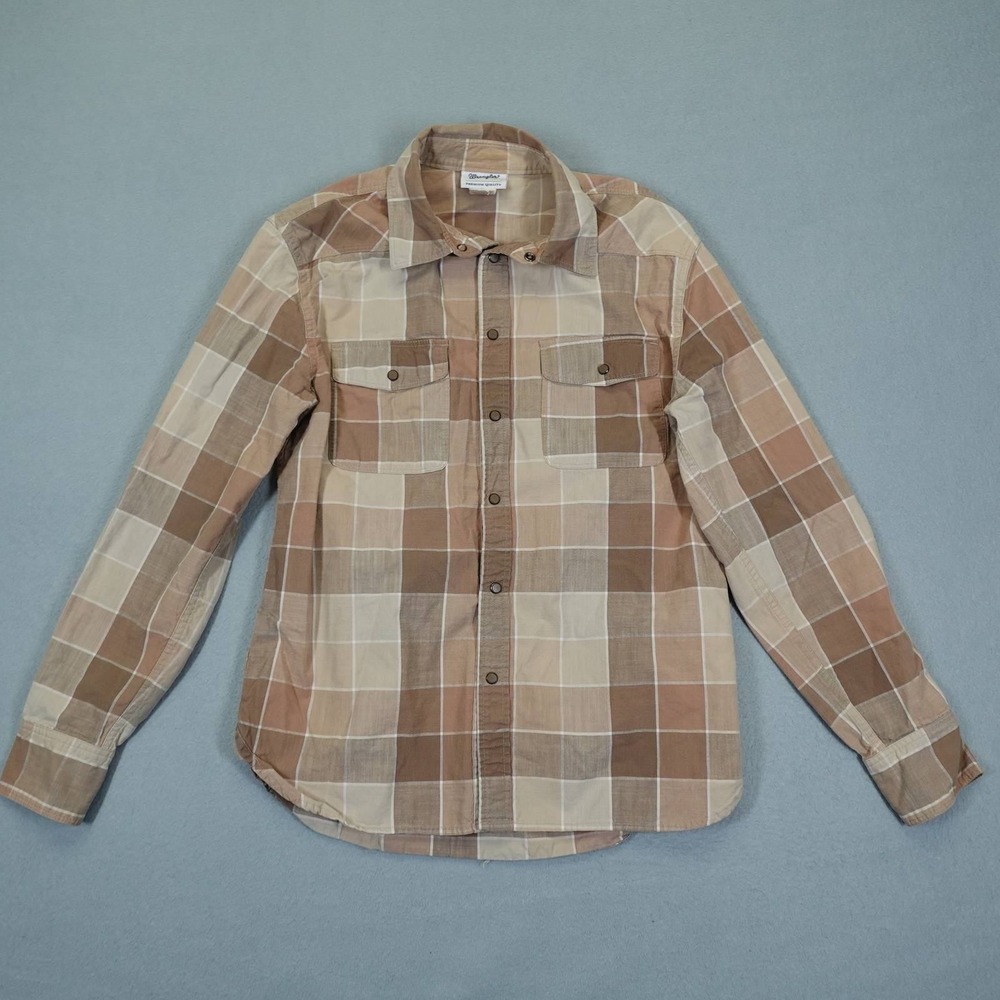 Wrangler Button Up Men S Brown Plaid Premium Quality Snap Western Work Shirt